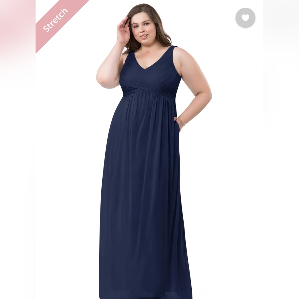 Azazie Oceana Dark Navy Blue Long Bridesmaid Dress BNWT *never worn*